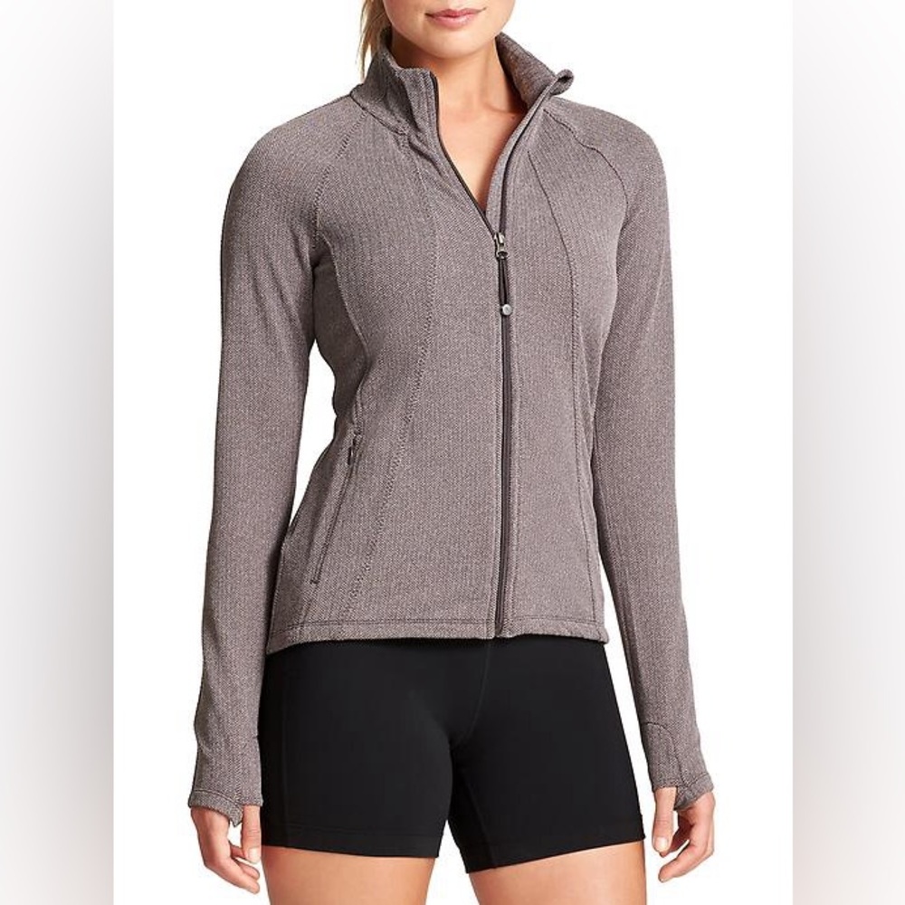 Athleta Herringbone Hope Jacket Full Zip Mauve Purple Size M